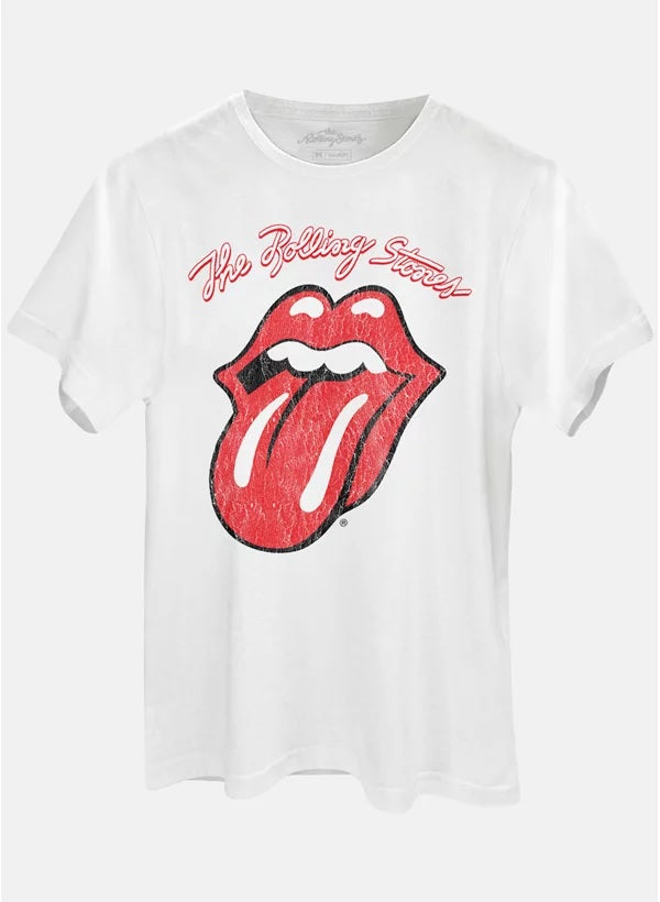 Camiseta Masculina Branca - The Rolling Stones Logo - BandUP!
