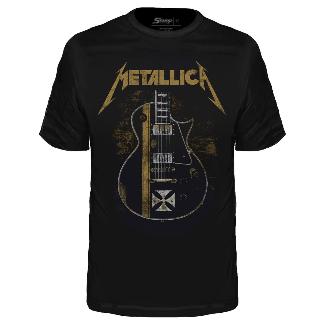 Camiseta Infantil Metallica Hetfield Iron Cross Guitar