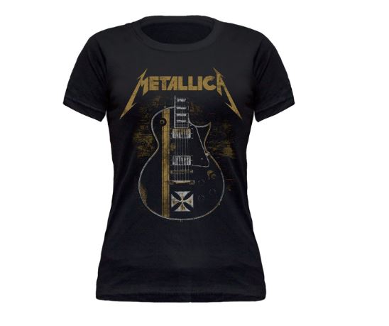 Baby Look Metallica Hetfield Iron Cross Guitar