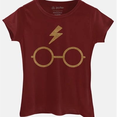 Camiseta Baby Look Harry Poter Raio Armação Dourada - BandUP!