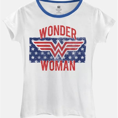 Camiseta Feminina Mulher Maravilha Flag Stars - BandUP!