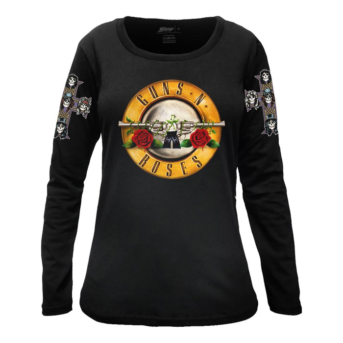 Camiseta Feminina Manga Longa Guns N' Roses Bullet Logo