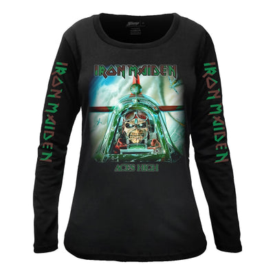 Camiseta Feminina Manga Longa Iron Maiden Aces High