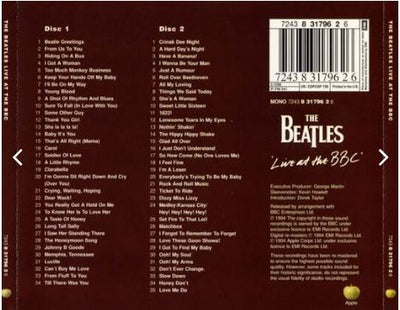 The Beatles Live At The Bbc CD DUPLO - verso