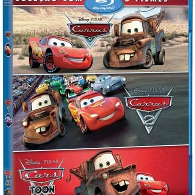 Coleção com 3 Filmes - Carros, Carros 2 e Carstoon: A Grande Historia de Mate - Blu Ray