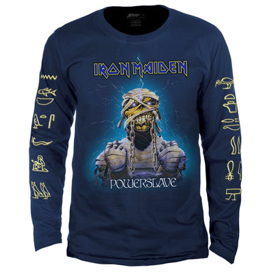 Camiseta Manga Longa Iron Maiden Powerslave Azul