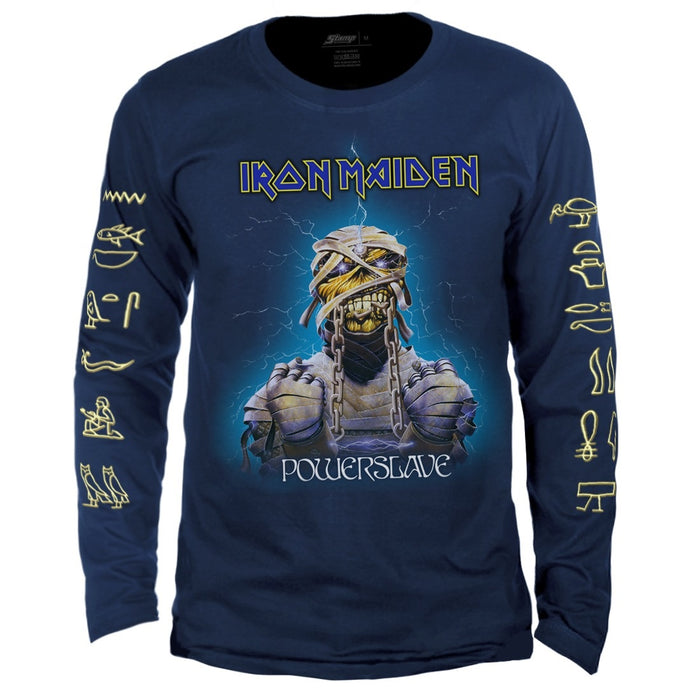 Camiseta Manga Longa Iron Maiden Powerslave Azul