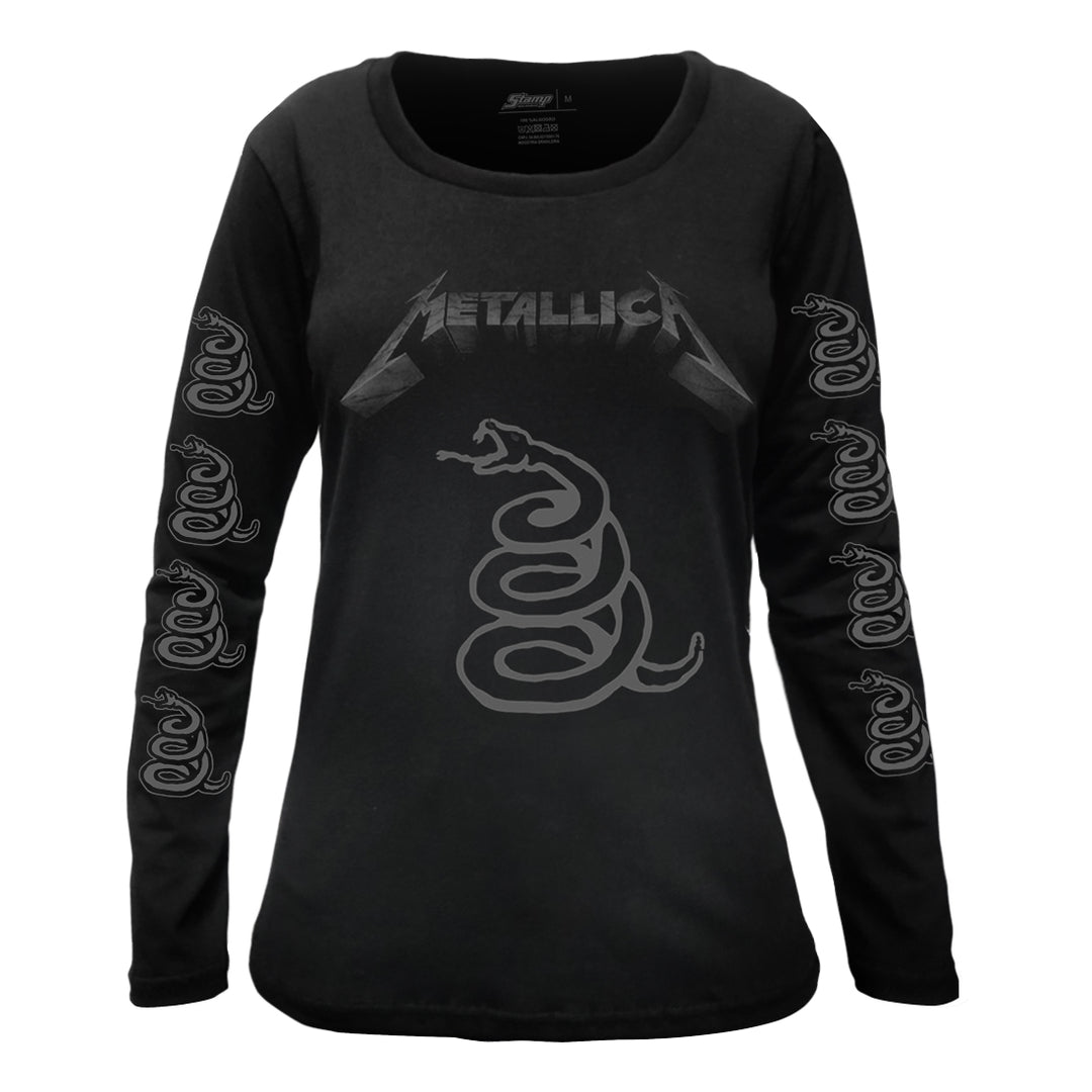 Camiseta Feminina Manga Longa Metallica Black Album