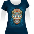 BABY LOOK STAMP BLUE SKULL 1